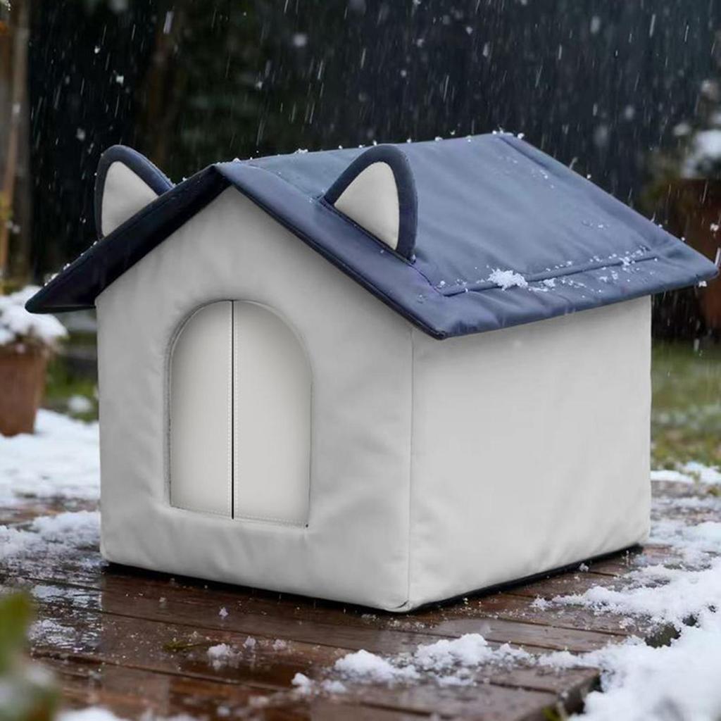 Casa de Gato para Exterior Inverno Isolada Cama de Dormir para Animal de Estimação Abandonado Caverna Aquecedora para Animais de Estimação Resistente ao Frio para Jardim Pátio Quintal