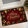 1pc Christmas Themed Flannel Floor Mat, Wine Red Light Luxury Style "Merry Christmas" Decorative Doormat, Absorbent and Non-Slip Foot Mat for Home Ent