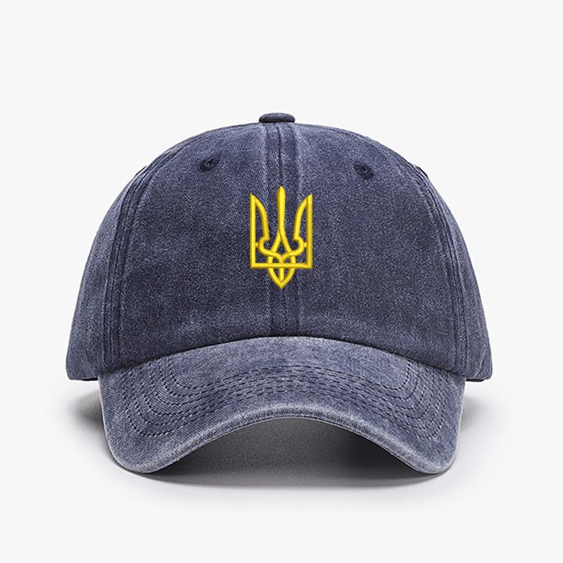 Embroidery Ukraine Trident Symbol Cotton Washed Fashion Sports Baseball Cap Adjstable Hip Hop Urban Street Style Dad Hat Visor Protection Snapback