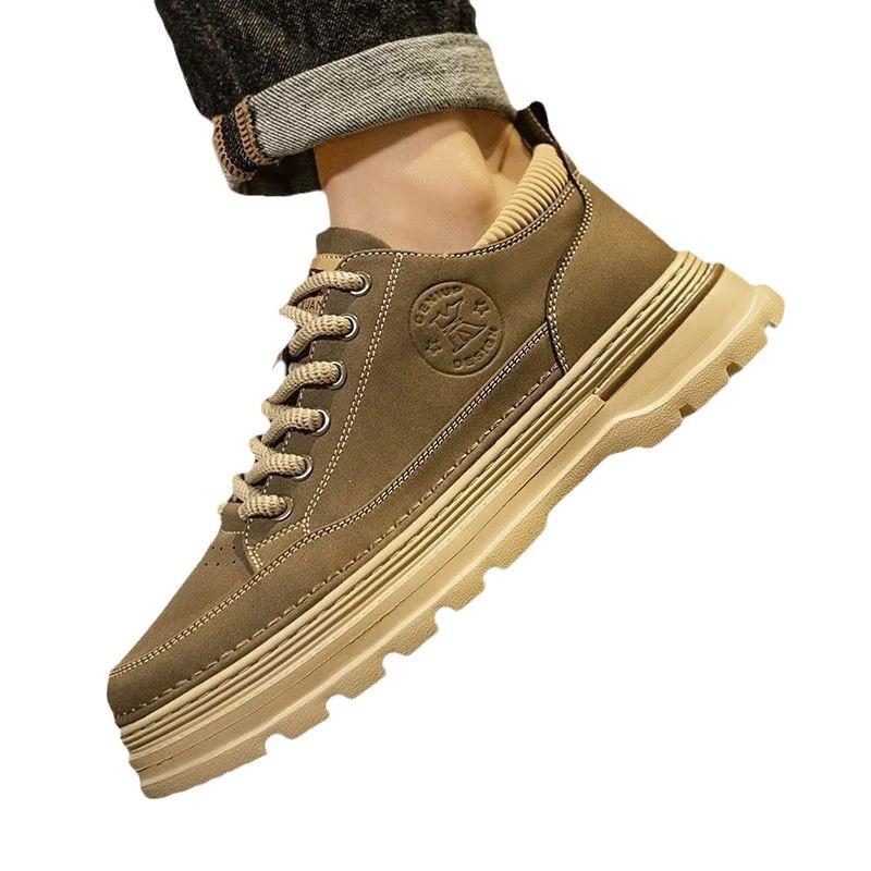 Martin Boots Men's High Top Autumn and Summer New British Style Retro Mid-top Height Enhancing Anti Slip Leather Work Shoes