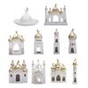 Ramadan Resin Art Statue Islamic Mosque Cultural Ornament Handcrafted Mosque Models Tower Decoration for Eid Home Office Ramadan Mubarak Gift