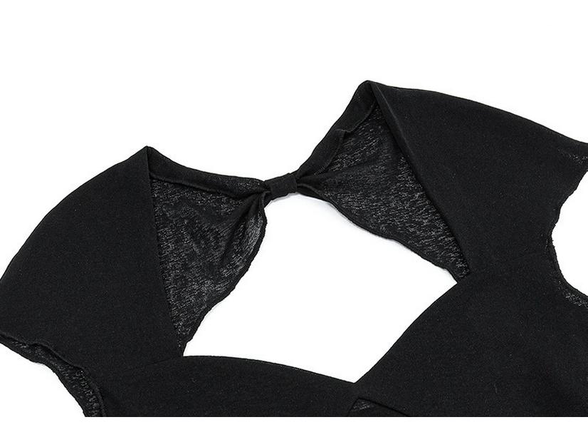 2024 Summer Women's Sexy V-Neck Backless Solid Slim Fit Short-Sleeve T-Shirt