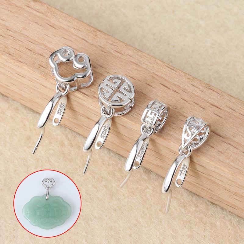 Tingxiang S925 Silver Jade Pendant  Crystal Jadeite Buckle Clasp JK202 Small