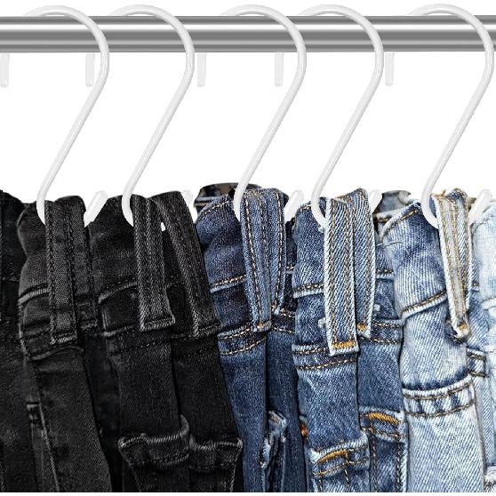 4 Pack Large White Stylish Non Slip Rust Resistant Heavy Duty Metal Steel S Hooks, 6 inch Vinyl Coated, Hanging Closet Kitchen Garage Bathroom