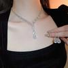 Elegant Full Diamond Tassel Necklace & Sweater Chain Set - Luxurious Cold Style Jewelry