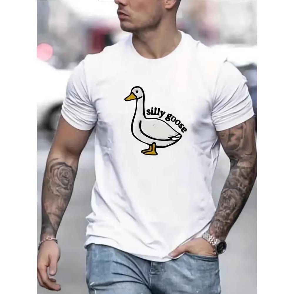 Costa & Slogan Various Pattern Printing Men's Micro-stretch Cotton T-shirts, Graphic T-shirts Men's Summer Wear, Men's Clothing
