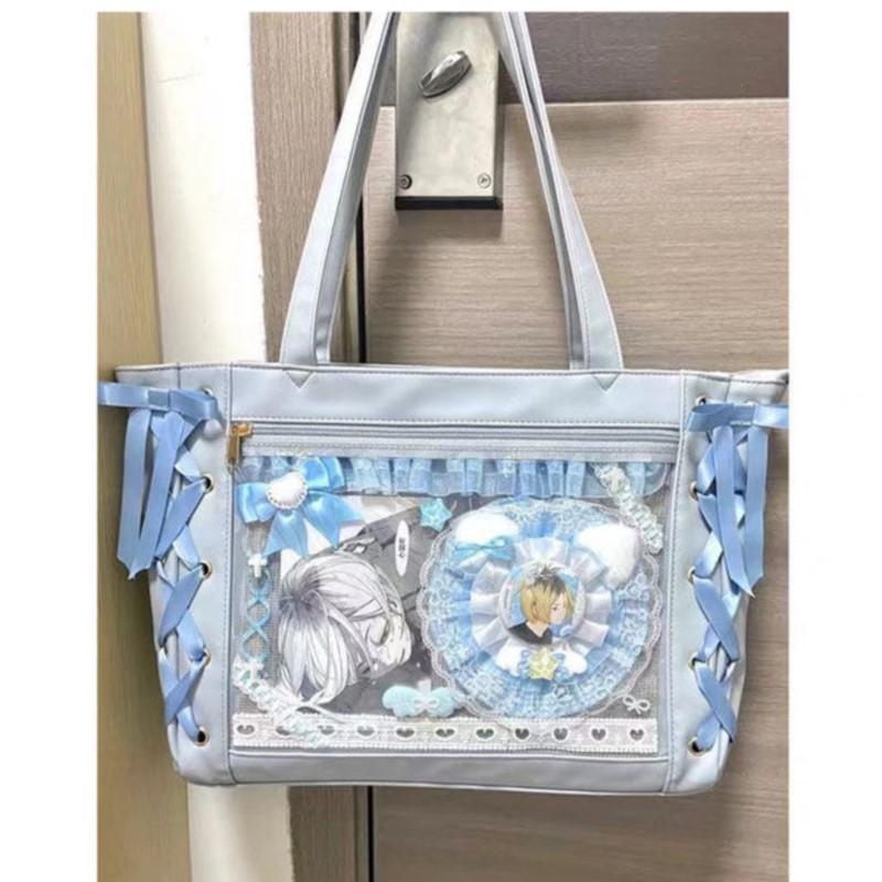JIAERDI Süße Lolita Rosa Ita Tasche Damen Japanische Transparente Große Kapazität Tragetasche Damen Harajuku Kawaii Handtasche Ästhetisch
