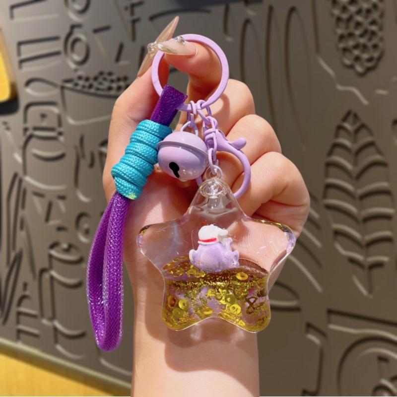 

Maneki Neko Oil Liquid Flowing Sand Bottle Keychain Pendant, Cute Key Chain Blind Box Small Accessory фиолетовый