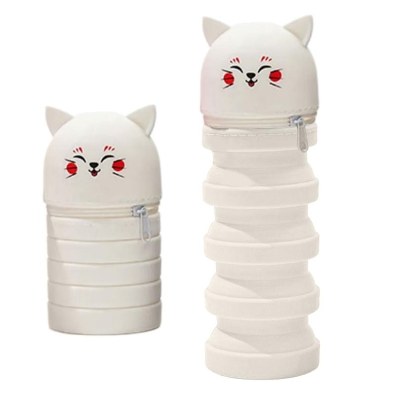 2 Stück Teleskop-Federmäppchen Ausziehbare Stifttaschen Reißverschluss Silikon-Stifttasche Stehender Stift-Bleistifthalter für Kinder Schüler