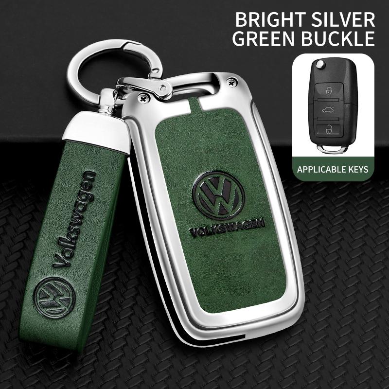 

For VW Volkswagen Jetta MK5 Golf Car Zinc Alloy Key Case Cover Car KeyChain Metal Key Shell For Volkswagen VW Polo Tiguan Golf 4 зеленый цвет-серебро