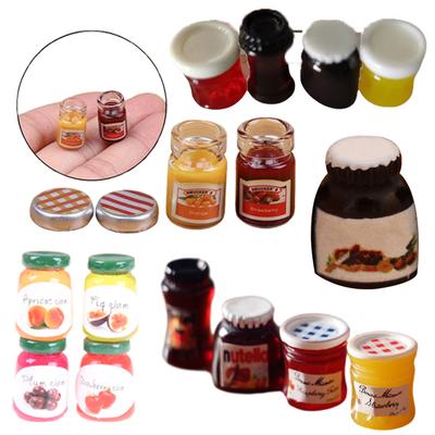 1set Dollhouse Miniature Fruit Jam Mini Simulation Strawberry Sauce Honey Jam Bottle Model Kitchen Food Toys Decor Accessories