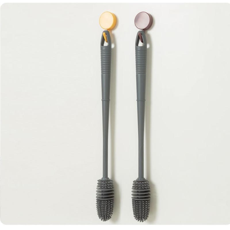 Mycí šálek, rotační kartáč na šálky, kartáč na láhve s mlékem, speciální čištění skvrn od čaje s dlouhou rukojetí, silikonový kartáč na tvrdé vlasy