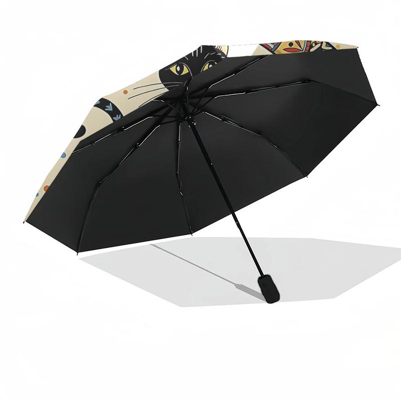 1PC Moon Cat Automatic Folding Umbrella - Compact 8-Rib Design, Durable Plastic & Iron, Lightweight for Outdoor Daily Use, Festive Gift067