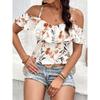 Women's Floral Print Off-the-shoulder Ruffled Spaghetti Strap Summer New Style Bohemian Top