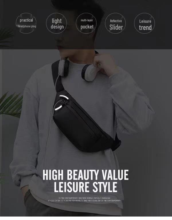 Men's Fashionable Korean Style Crossbody Chest Bag for Casual Outdoor Sports and Cycling