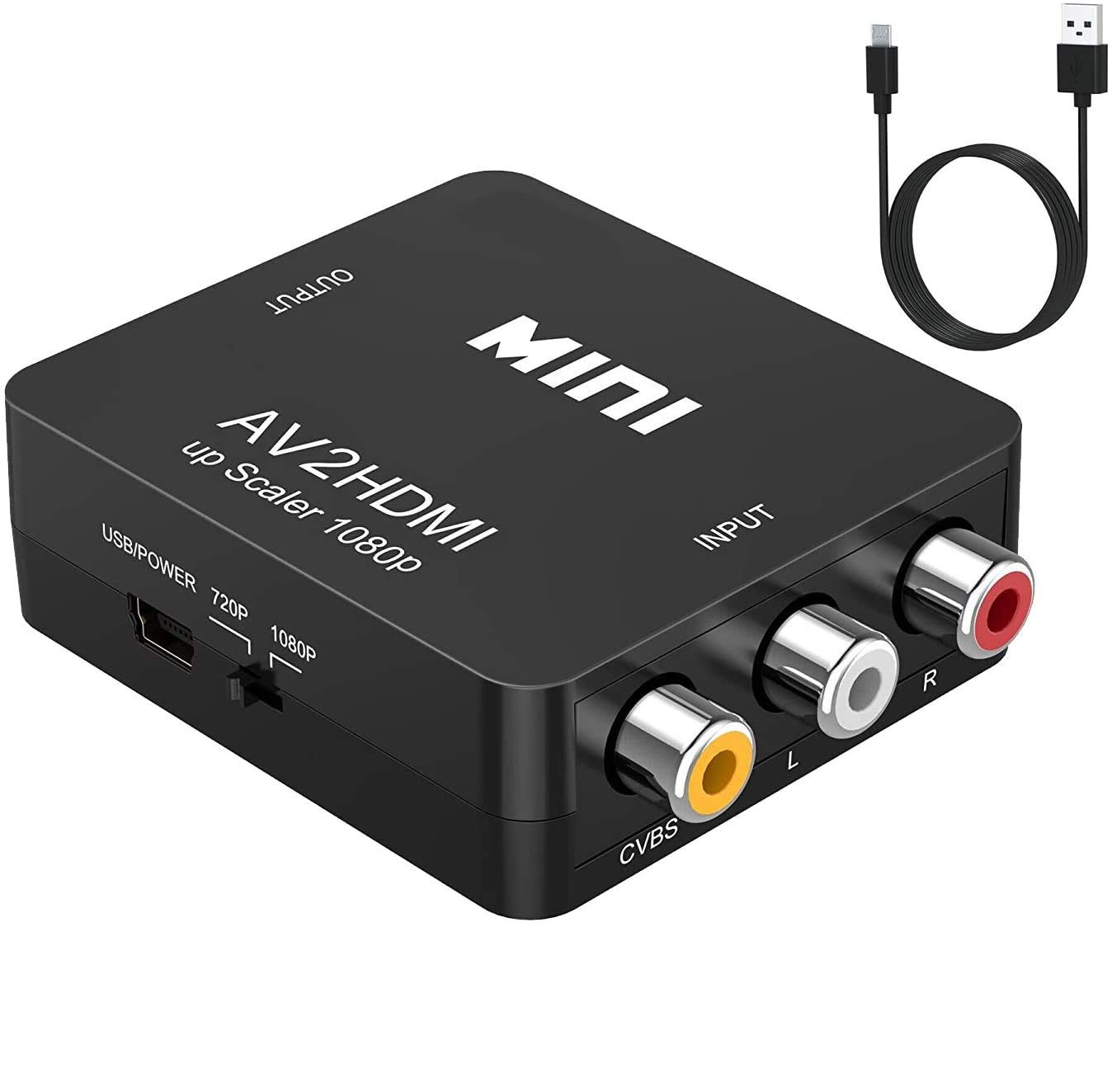 

SUGURE RCA to HDMI AV to HDMI Composite 1080P with Audio USB Compatible with and other older TV network car navigation Converter, Output, Powered,