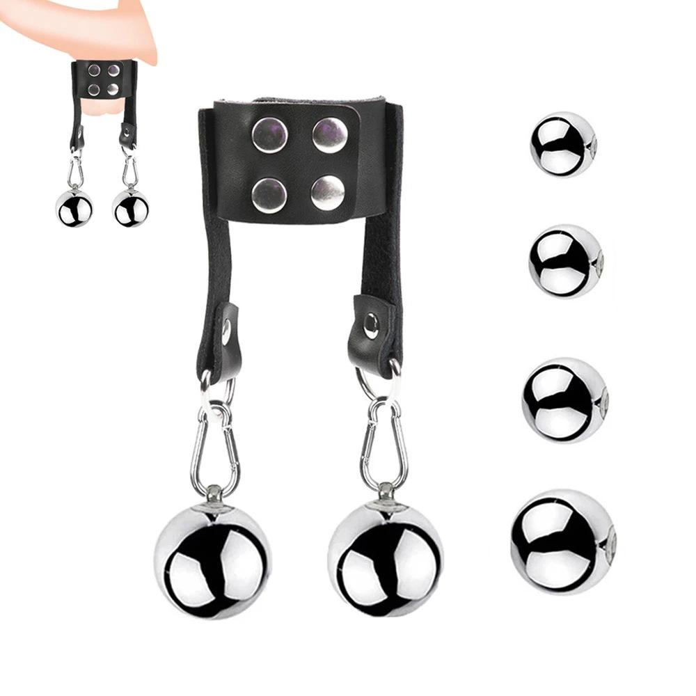 Stainless Steel Scrotum Binding Device JJ Exercise Delay Testicle Weight-Bearing Stretch Pendant Adult Sex Toys Supplies