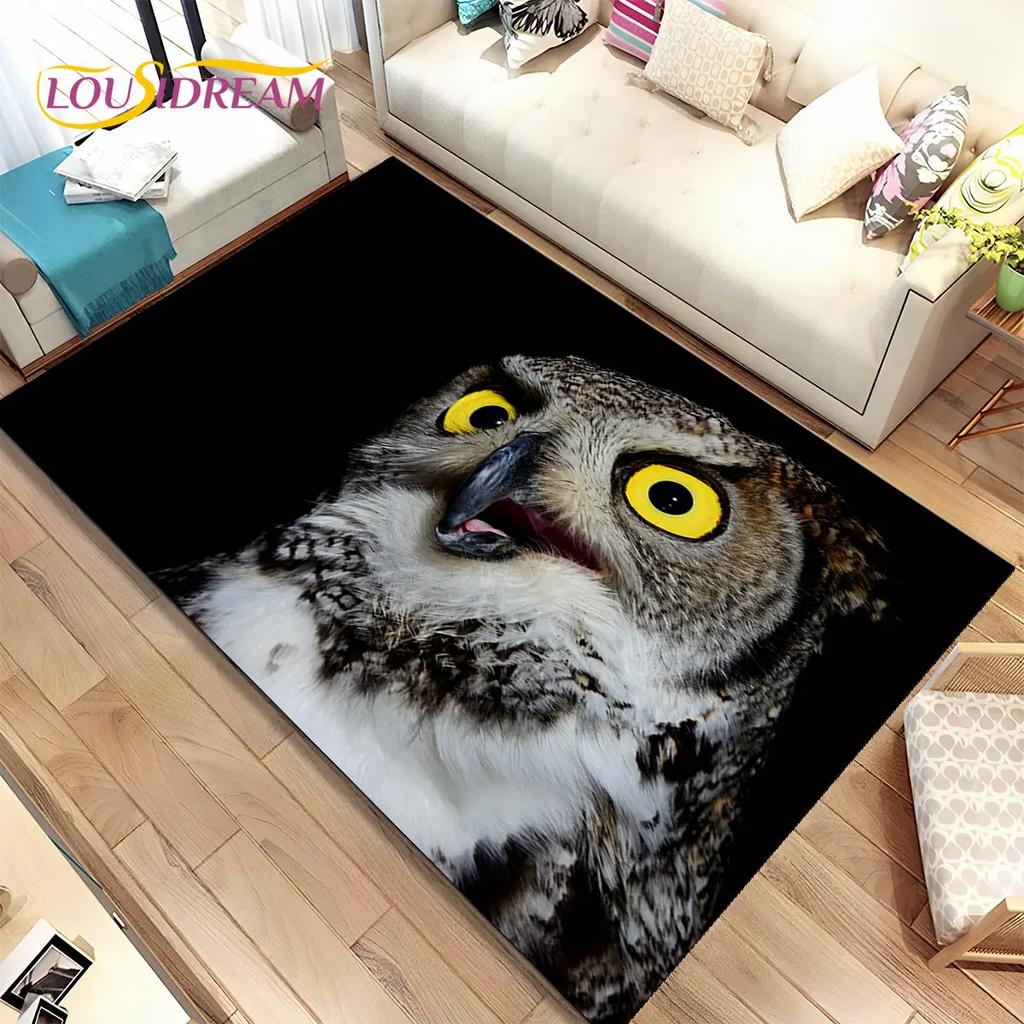 Schattige Uil 3D Cartoon Vloerkleed, Tapijt voor Huis Woonkamer Kinderkamer Bank Deurmat Decoratie, Kinderspeel Niet-slip Vloermat
