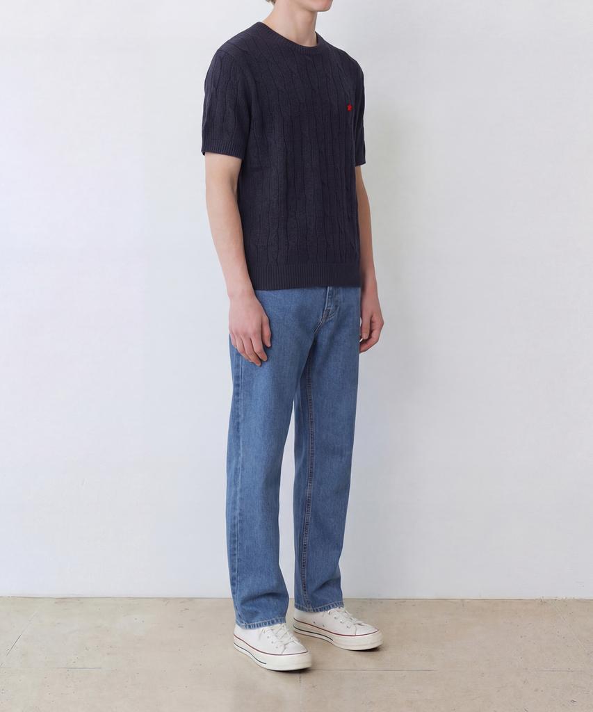 Edeunbeoleokeulleob High-Twist Linen Cable S/S Knit (Navy)
