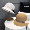 Straw Hat Women's Summer Travel Seaside Foreign Style Top Hat British Sunshade Sun Protection M Standard Fisherman Sun Hat