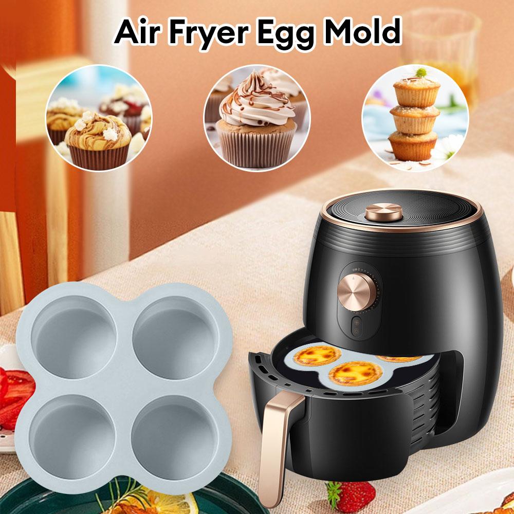 Reusable 4 Cavity Non-Stick Silicone Molds Air Fryer Egg Pan Cakes Dessert Baked Goods Tool For Kitchen Cooking Air Fryer Baking