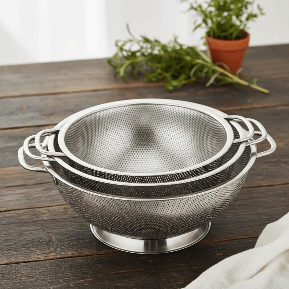 Solid Ring Base Vegetable Washing Basin Fine Mesh Filter Draining Basket Kitchen
