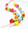 Montessori Wooden Beads Sequencing Toy Stacking Blocks & Lacing Beads & Matching Shape Stacker Montessori Learning Toys Gifts