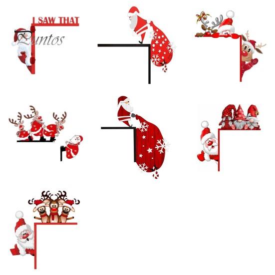 Vánoční dekorace rohu dveří Rustikální dřevěný Santa Claus Elk Gnome Skřítek Levý Pravý Rámeček Cedule Hrana předních dveří Postýlka Sváteční ozdoba