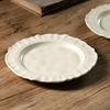 Solid Color Cream Ceramic Plate, High-End Dessert Plate, Retro Household Pasta Plate, Fruit Plate, Tableware Plate, Vegetable Plate