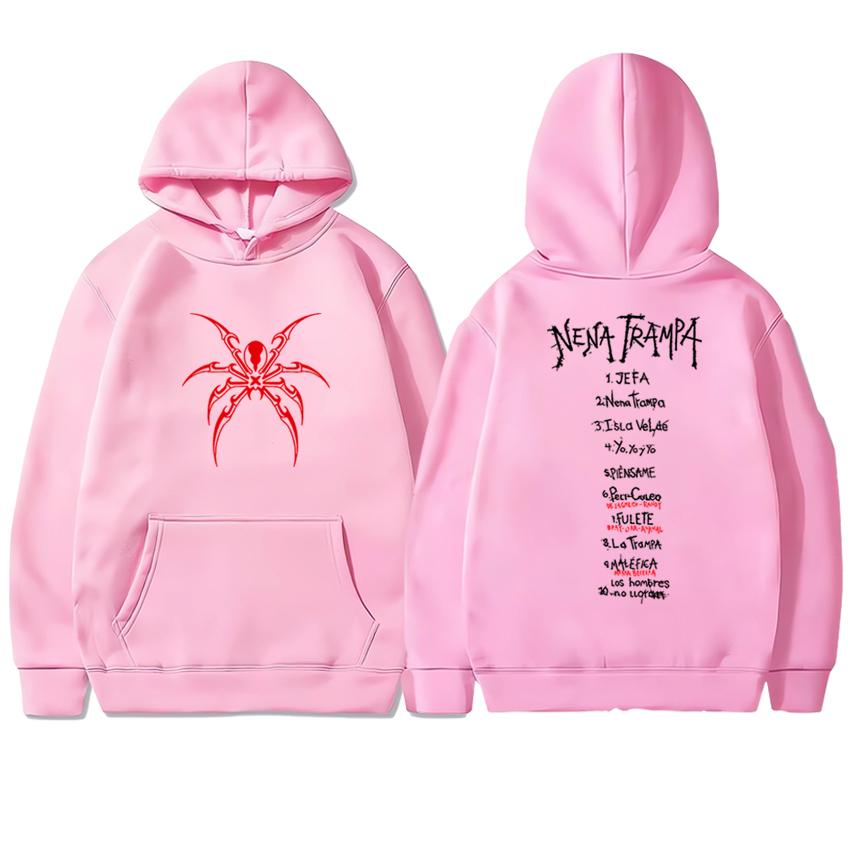 2025 Neu in Cazzu Nena Trampa Doppelseitiger Druck Hoodies Männer Frauen Harajuku Mode Sweatshirt Unisex Fleece Lässige Pullover