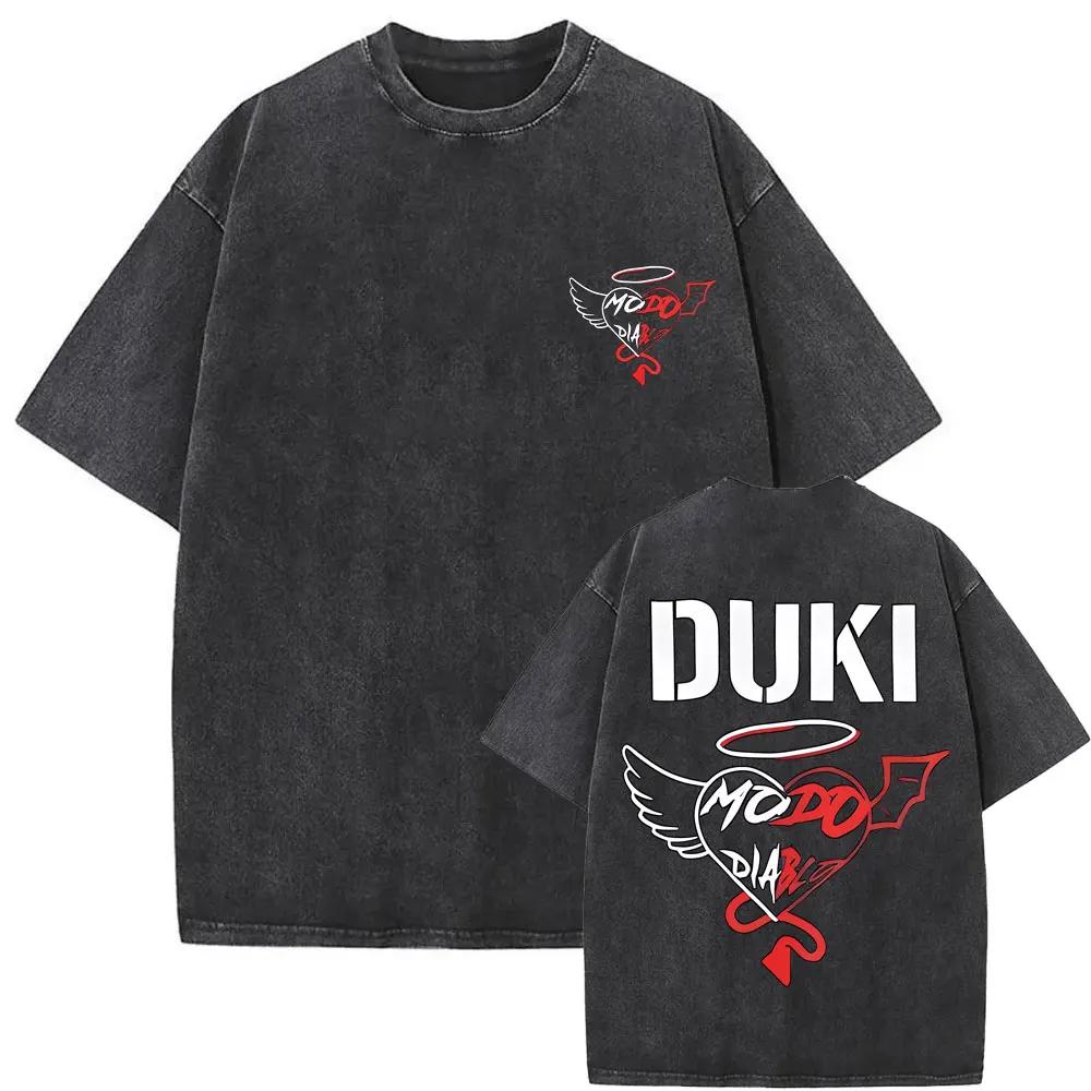 Washed Vintage Rapper Duki ADA Tour  T Shirt Mens Hip Hop Oversized Short Sleeve Tshirt Men Fashion High Quality Streetwear