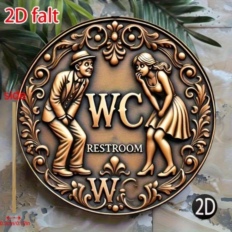 Rustic Vintage Round Toilet Metal Wall Sculpture Halloween Christmas Gift Home Decor