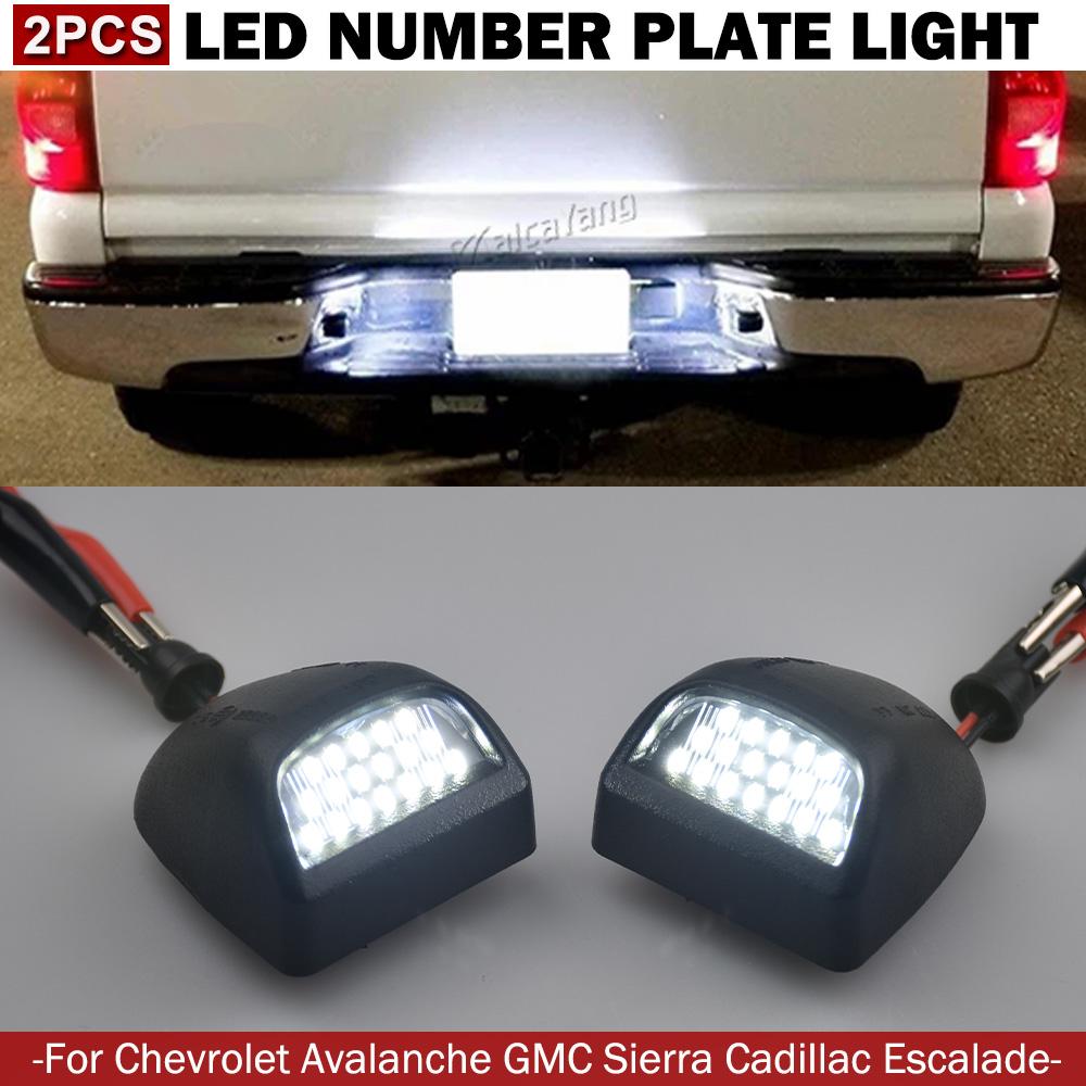 LED License Plate Lights for Chevrolet Silverado 1500 2500 3500 Avalanche GMC Sierra Suburban Tahoe Cadillac Escalade