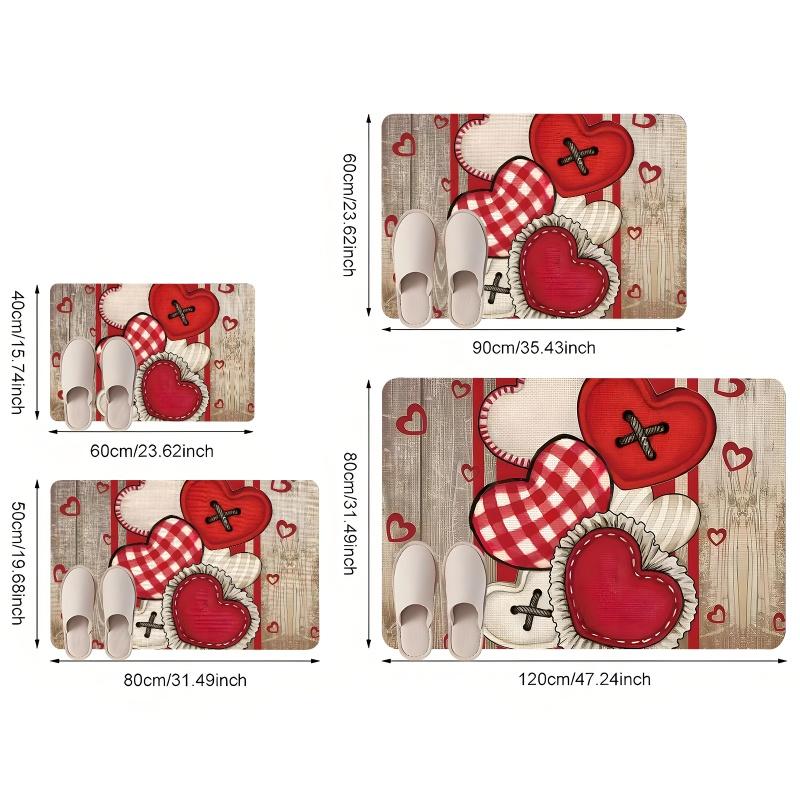 VIKAMA Valentine's Day Entrance Welcome Doormat Heart-Shaped Romantic Room Decoration Soft Comfortable Kitchen Bedroom Rug
