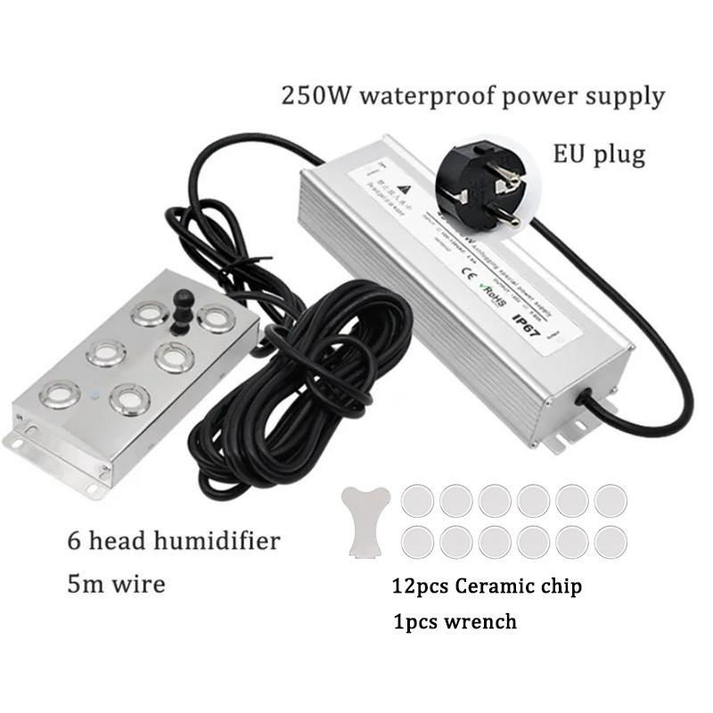 2/4/6/8/10/12 Cabeças Industrial Ultrassônico Criador de Névoa Nebulizador Aço Inoxidável Umidificador de Ar Pulverizador de Névoa para Jardim