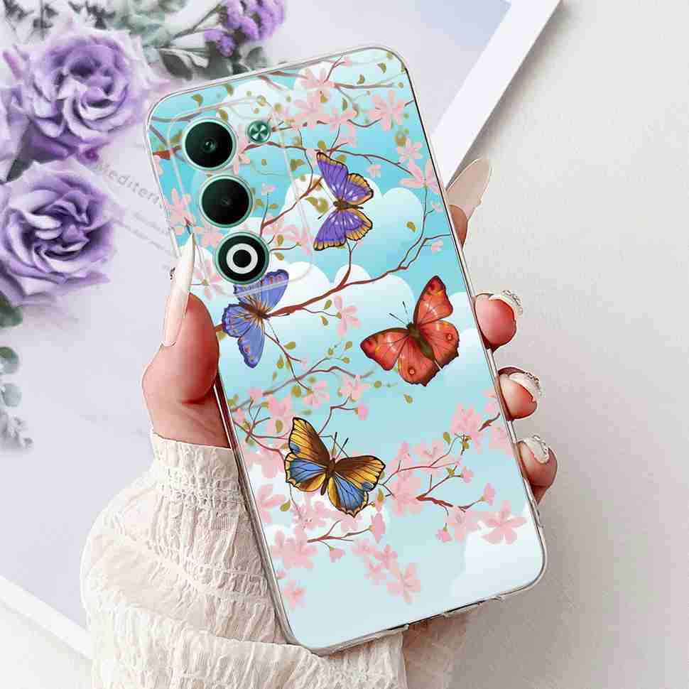 For Oppo A5 5G Global 6.67" Case Fashion Rose Butterfly Soft Silicone TPU Cover For Oppo a5 A5 2025 CPH2735 Phone Casing Coque