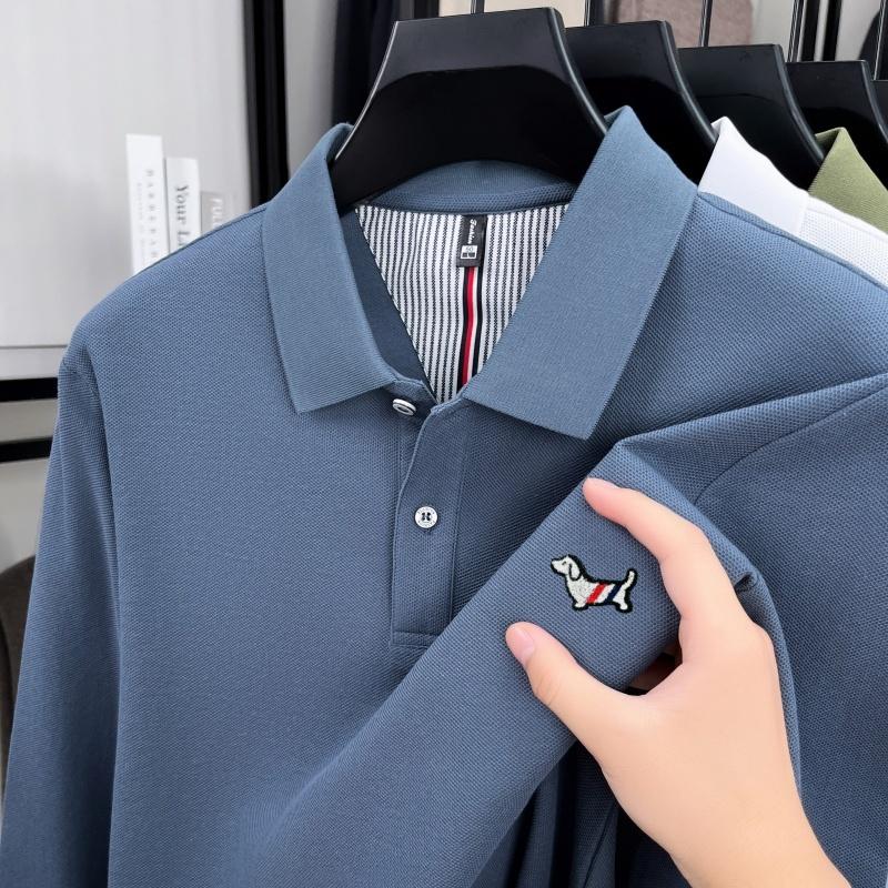 Trend Dog Embroidery 100% Cotton Long Sleeve Polo Shirt Luxury Brand Lapel T-Shirt Autumn Skin Friendly Comfort Fashion Men Wear