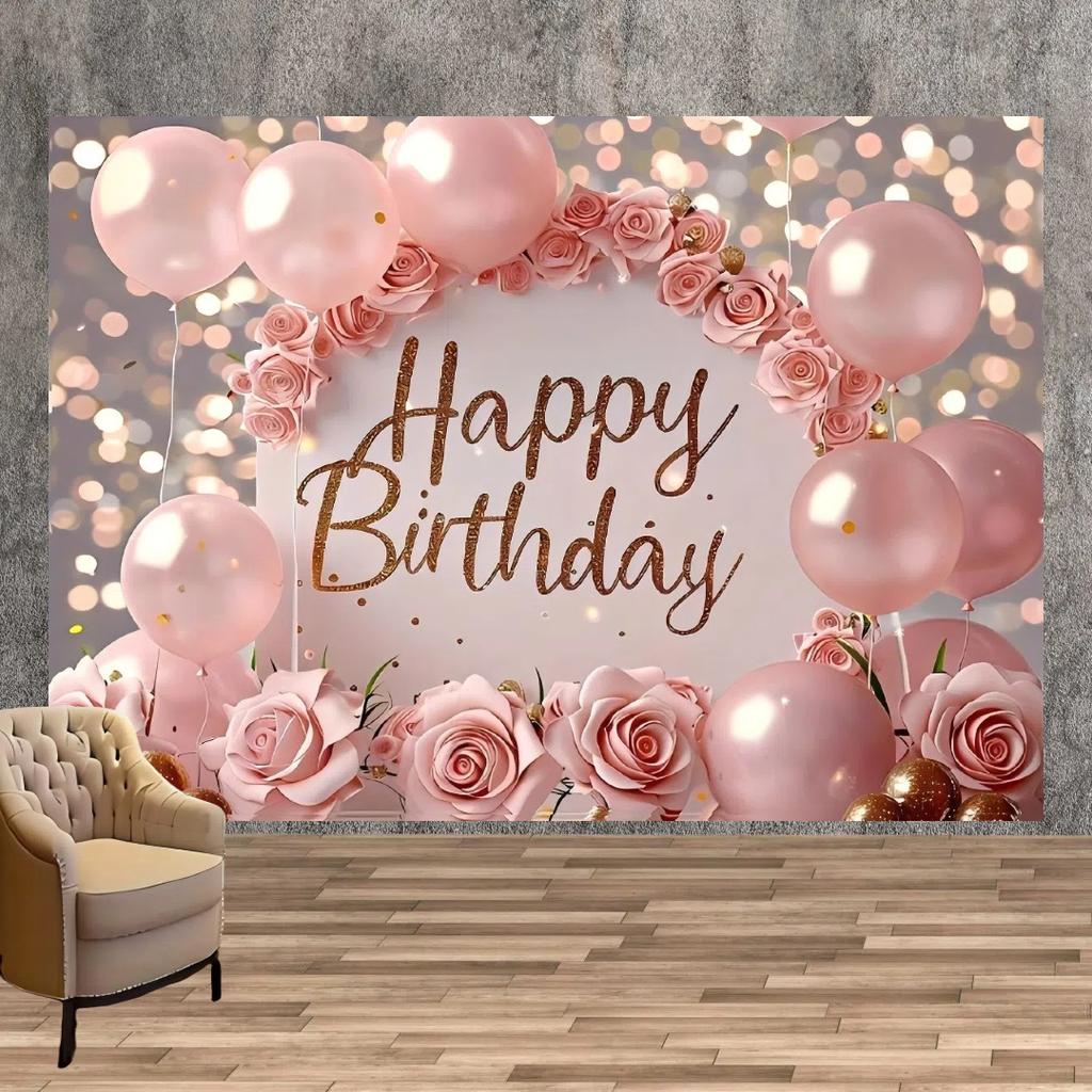 party background decoration pink fabric balloon Banner Flash photo multifunctional birthday party background