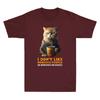 I Dont Like Morning People Funny Angry Cat Drink Coffee Meme Retro Unisexs Tshirt
