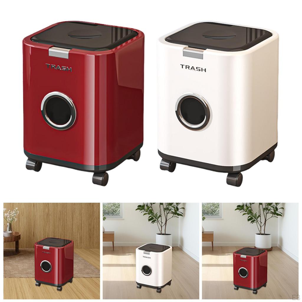 Trash Can Garbage Bin Decorative Modern Paper Basket Movable Wastebasket for Sunroom