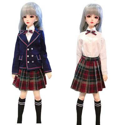 Rakulifey 14 Doll Clothes School Uniform Doll Dress-Up Doll Outfit 4-Piece Costume Set