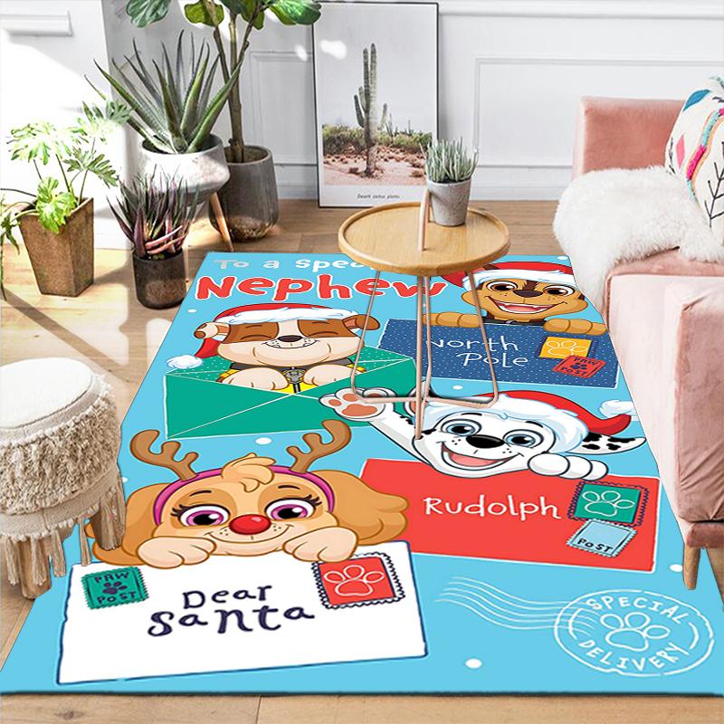 1Pc Paw Patrol Christmas Celebration Rug Office Carpet Indoor Outdoor Doormat Nonslip Soft And Comfortable Living Room Christmas Halloween Gift D91876
