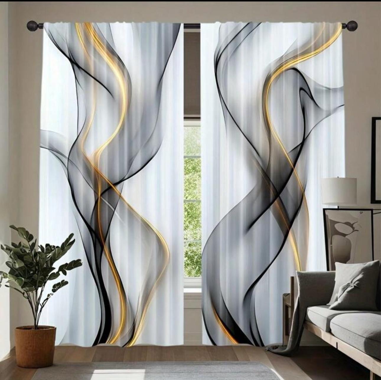 

Вертикальні хвилясті жакардові штори, штори з кишенею для карниза, спальня та вітальня, домашній декор, декор кімнати 14Wx39L(35x100CM)x2