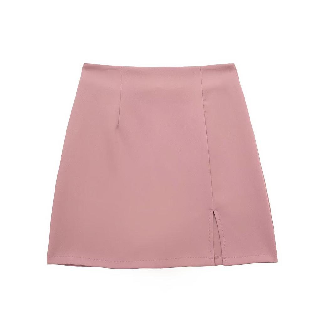 Otoño 2023 Skort de Cintura Alta Multicolor con Abertura en el Bajo para Mujer