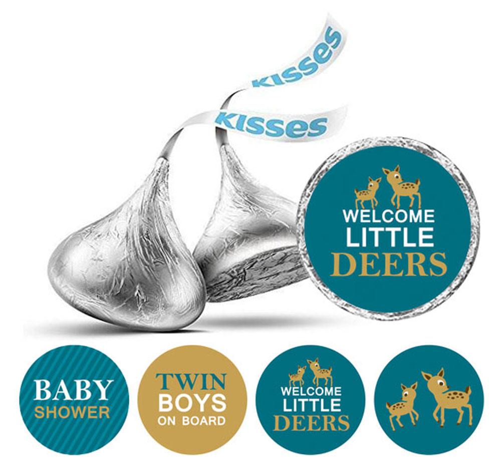 Darling Souvenir Pack Of 190 Pcs Baby Shower Theme  Stickers  Kisses  Candy Labels-Blue & Light