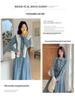Blue Hong Kong Style Retro Denim Dress - Women's Autumn 2025 Waist-Cinching Shirt Dress, Age-Reducing & Fashionable