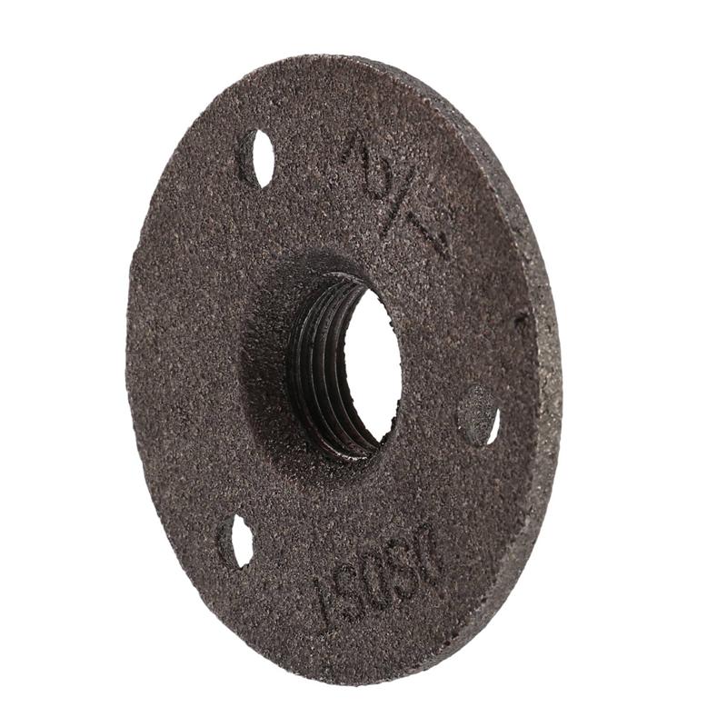 6 Stück 1/2 Zoll Schwarze Gusseisenrohrfittings Bodenflansch BSP-Gewinde-B61B