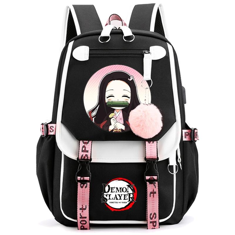Anime Demon Slayer Backpack for Women Canvas Laptop Bag Back To Schoolbag for Teenager Girl Boy Schoolbag Men Women Travel Bag