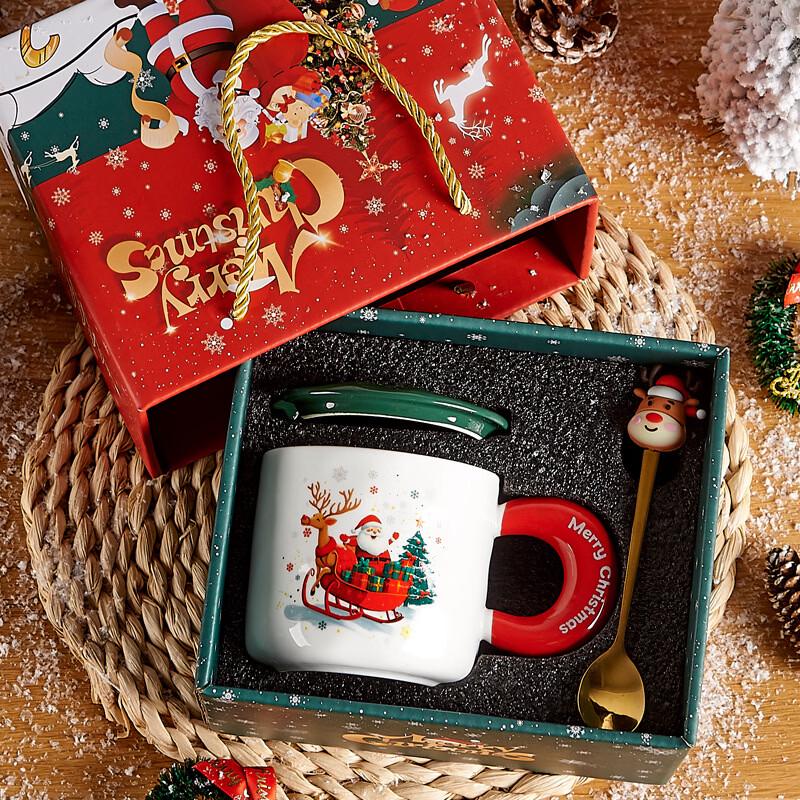 

Nordic Christmas Ceramic Mug Gift Set with Lid and Spoon