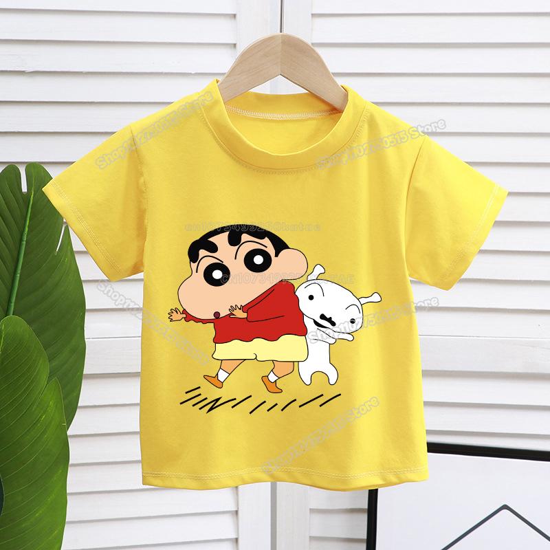 Crayons Shinchan Children T Shirt Kawaii Cartoon Boy Girl Short Sleeve Tee Shirt Summer Kids Clothes Anime Toddler Cotton Tops